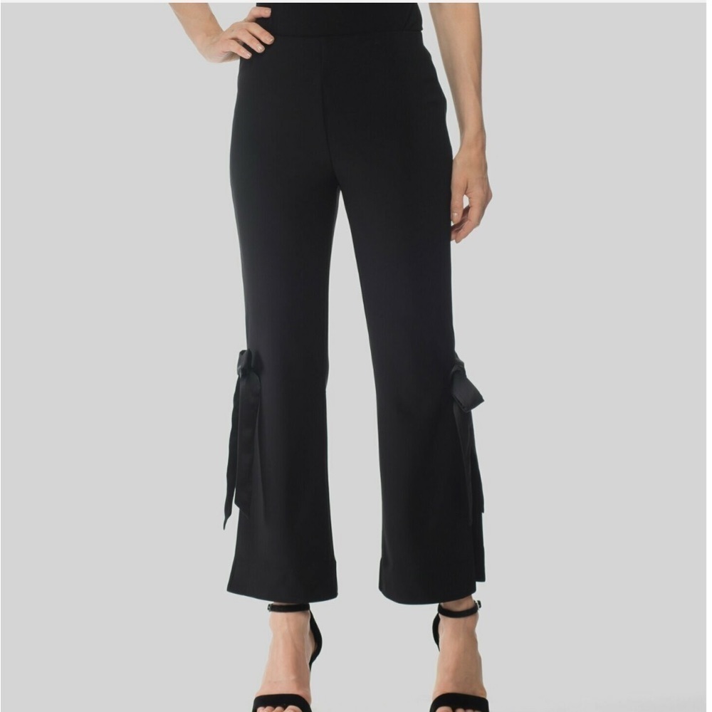 Joseph Ribkoff Women’s Black Mid Rise Flared Pant with Bow, size 10